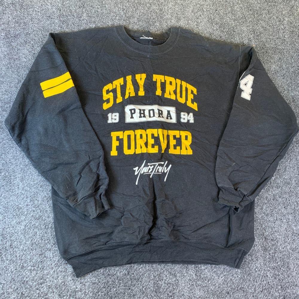 Yours Truly Phora Sweatshirt Mens L Black Good Stay True Forever Graphic Crew
